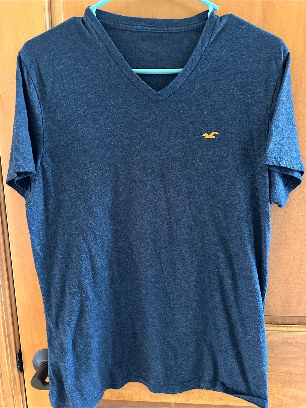 Hollister Heather Navy Blue V-Neck Graphic T-Shirt Men's Size Large L